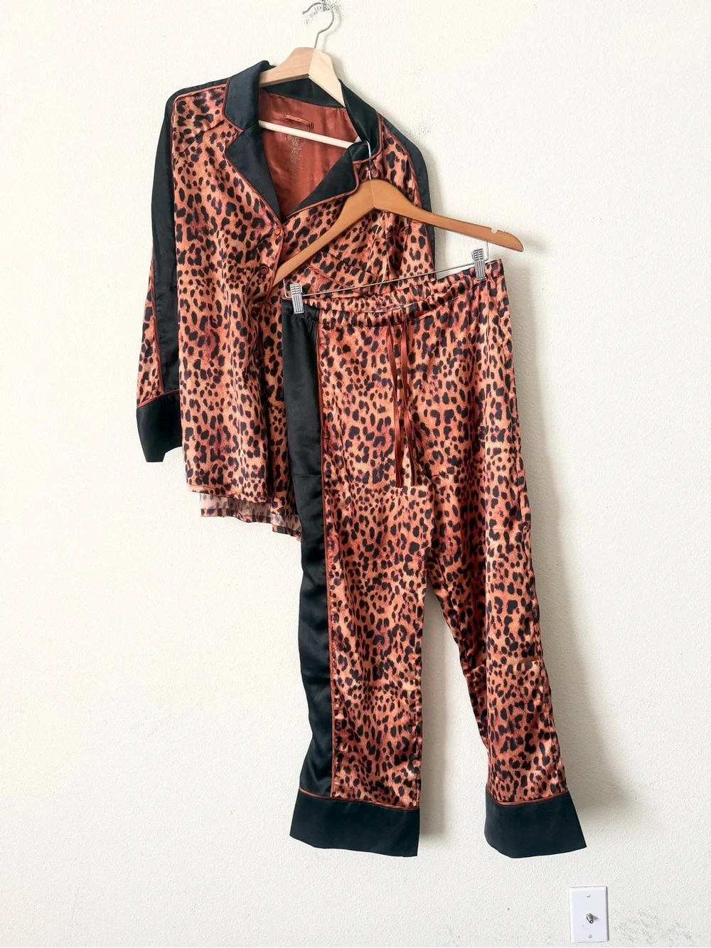 We Are Hah HAHT XXS satin pajama set in Lanka Leopard brown print
